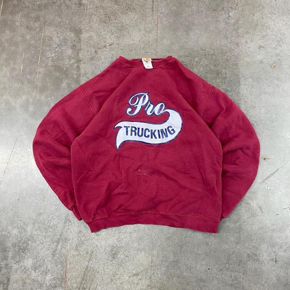Vintage Pro Trucking Crewneck Sweatshirt Heavyweight Red USA‎